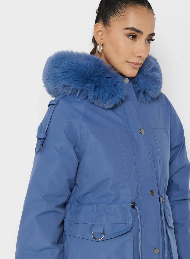 Ginger Padded Jacket With Fur Hood