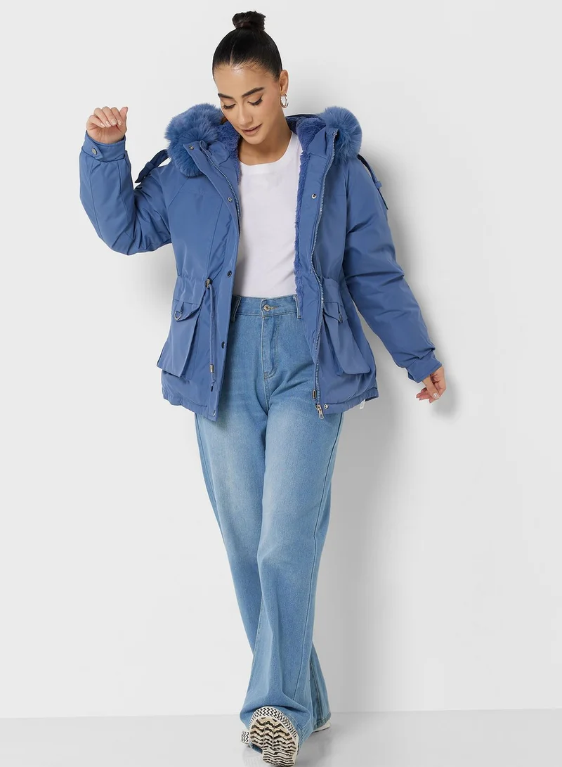 Ginger Padded Jacket With Fur Hood