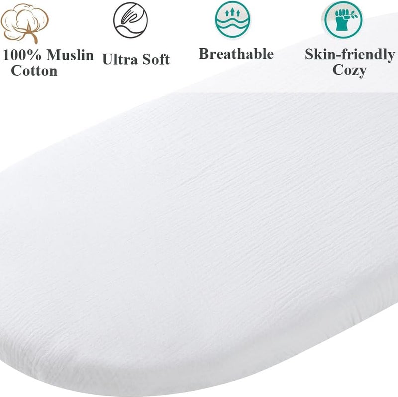 2-Pack Bohemian cotton dense-woven baby mattress, suitable for UPPAbaby cradle, soft and skin-friendly, white and pink. - Image 2