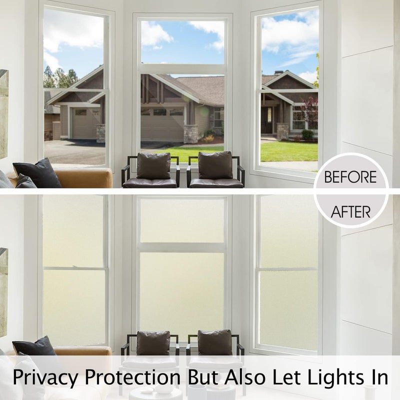 HIDBEA Frosted Window Privacy Film Heat Control UV Blocking, Static Cling Non-Adhesive Reusable Door coverings for Bathroom Home Office (Frosted 35.4 Inch x 8.2 Feet) - Image 3