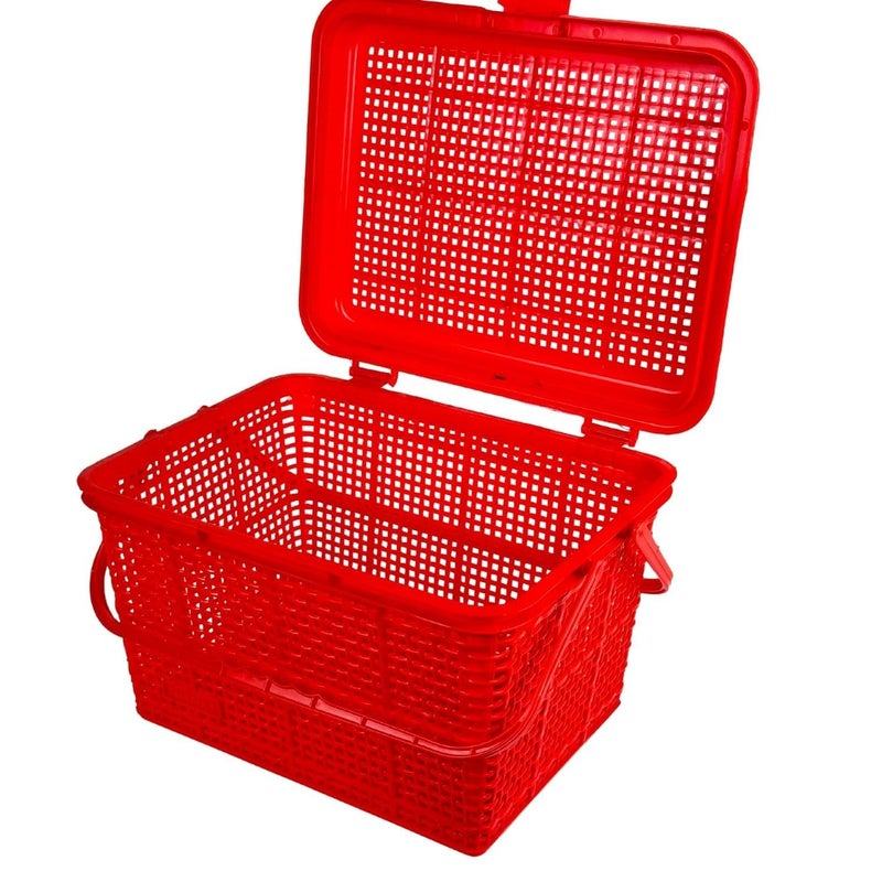 Go Hooked Multipurpose Picnic Storage Organizer | 40cm Width x 22.5cm Height Plastic Storage Box | Portable, Durable, and Spacious Container for Food, Utensils, & Outdoor Essentials Red - Image 4