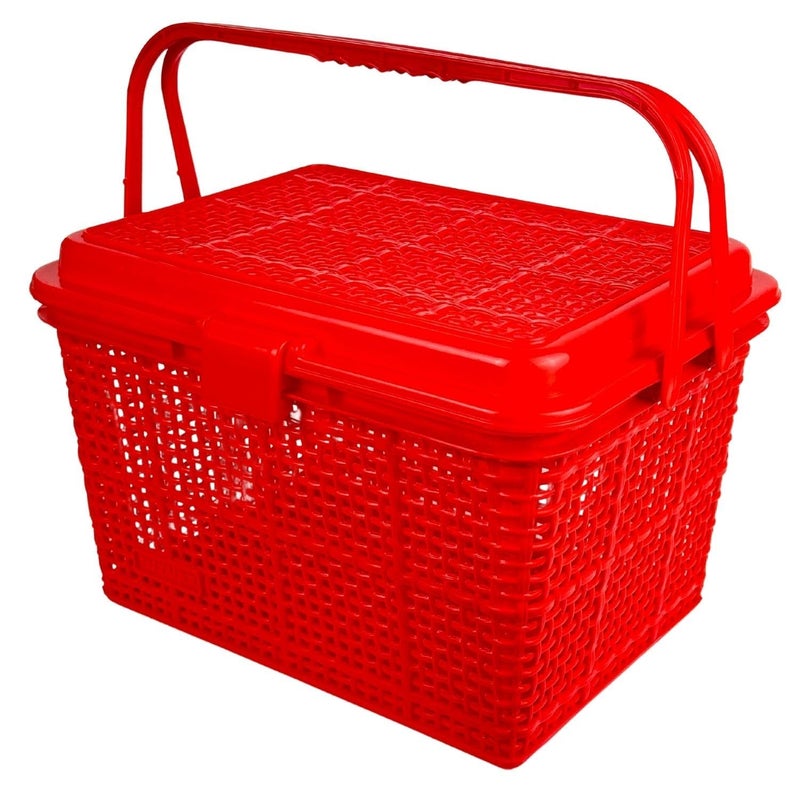 Go Hooked Multipurpose Picnic Storage Organizer | 40cm Width x 22.5cm Height Plastic Storage Box | Portable, Durable, and Spacious Container for Food, Utensils, & Outdoor Essentials Red - Image 5