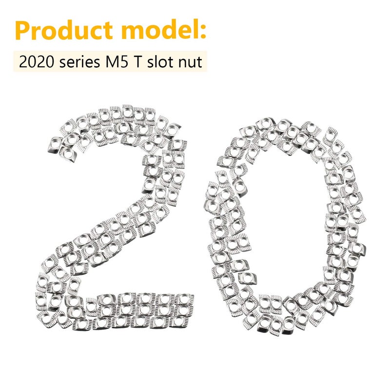 Hotop 150 Pieces 2020 Series T Slot Nuts, Hammer Head Fastener -Plated Carbon Steel Sliding M5 T Nuts for Aluminum Profile - Image 4