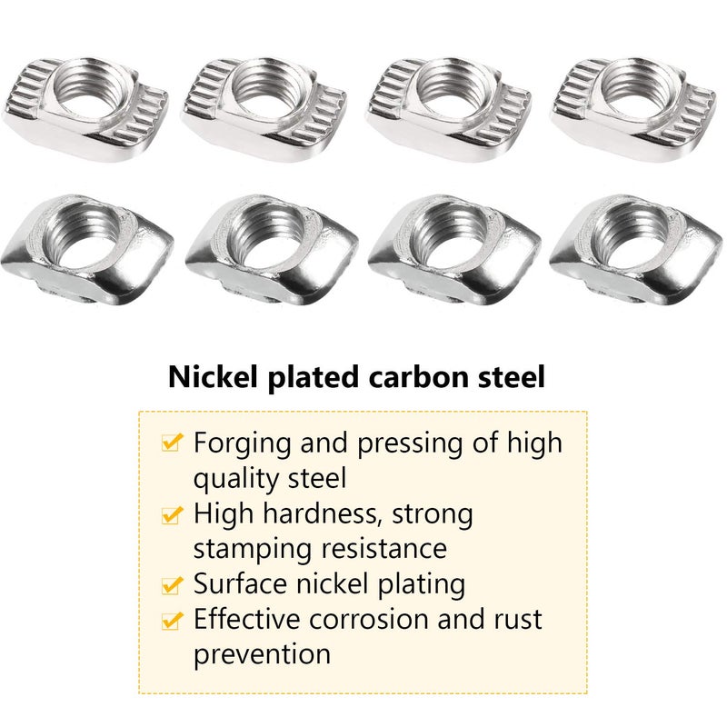 Hotop 150 Pieces 2020 Series T Slot Nuts, Hammer Head Fastener -Plated Carbon Steel Sliding M5 T Nuts for Aluminum Profile - Image 3