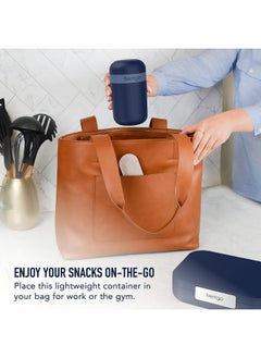 Bentgo Bentgo Snack Cup - Reusable Snack Container with Leak-Proof Design, Toppings Compartment, and Dual-Sealing Lid, Portable & Lightweight for Work, Travel, Gym - Dishwasher Safe (Navy)  - Image 2