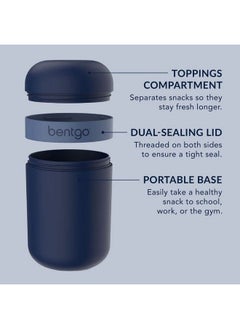 Bentgo Bentgo Snack Cup - Reusable Snack Container with Leak-Proof Design, Toppings Compartment, and Dual-Sealing Lid, Portable & Lightweight for Work, Travel, Gym - Dishwasher Safe (Navy)  - Image 3