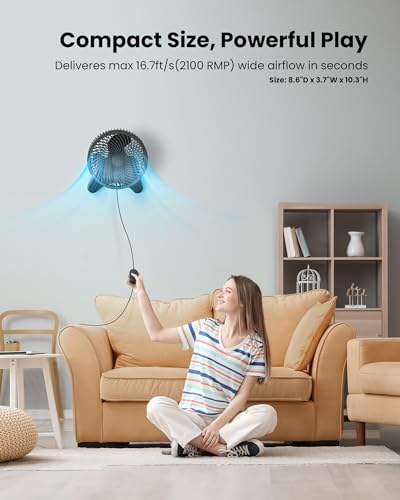 Koonie 8'' Wall Mount Fan, Quiet Small Wall Fan with Timer, 8.2ft Wired Remote, 80° Oscillation, 100° Adjustable, 3 Speeds High Velocity for RV Bedroom Kitchen Office Garage(Adapter Included) - Image 2
