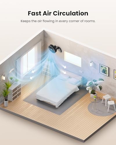 Koonie 8'' Wall Mount Fan, Quiet Small Wall Fan with Timer, 8.2ft Wired Remote, 80° Oscillation, 100° Adjustable, 3 Speeds High Velocity for RV Bedroom Kitchen Office Garage(Adapter Included) - Image 4
