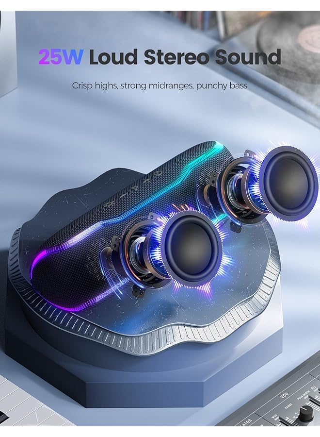 إيروريكس مكبر صوت بلوتوث محمول مقاوم للماء IPX7 مع مكبر صوت لاسلكي مزود بتقنية البلوتوث 5.3 TWS مع صوت محيطي 360 درجة وأضواء وامضة ملونة بقوة 30 وات وصوت جهير فائق ومدة تشغيل 24 ساعة للحفلات الخارجية والشاطئ - Image 2