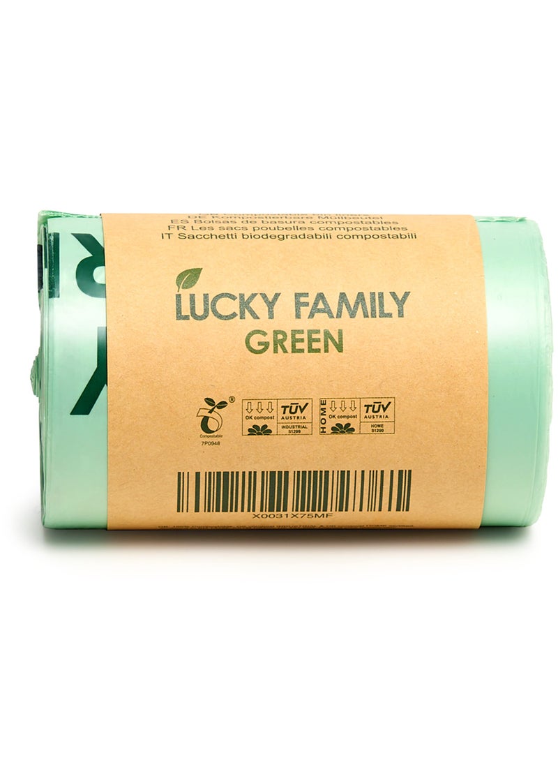 INNOTAK Lucky Family Green Compost Bags for Kitchen Countertop Bin 13 gallon trash bags to 16 Gallon trash bags  100 Compostable Trash Bags for Food Waste Organic Biodegradable Bags 