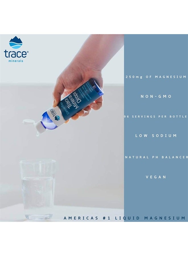 Trace Minerals قطرات كونسينترايس | معادن طيف كامل | سائل أيوني مغنيسيوم، كلوريد، بوتاسيوم | صوديوم منخفض | طاقة، إلكتروليتات، ترطيب | إمداد لمدة 24 يوم، 2 أونصة سائلة (عبوة من 1) - Image 4