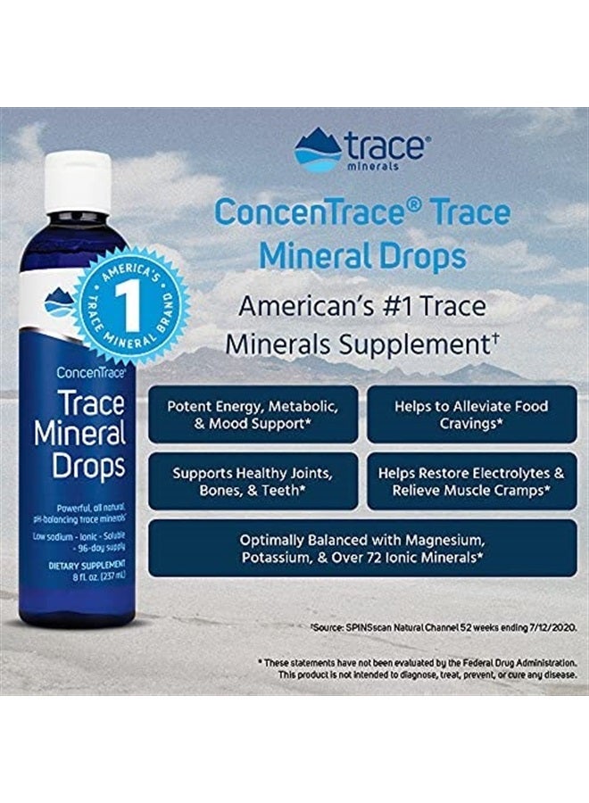 Trace Minerals قطرات كونسينترايس | معادن طيف كامل | سائل أيوني مغنيسيوم، كلوريد، بوتاسيوم | صوديوم منخفض | طاقة، إلكتروليتات، ترطيب | إمداد لمدة 24 يوم، 2 أونصة سائلة (عبوة من 1) - Image 3