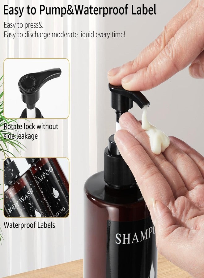 pollock Shampoo and Conditioner Dispenser Set of 3,Shower Soap Dispenser Wall Mounted No Drill,Refillable Shampoo Pump Bottles with Waterproof Labels,Body Wash Dispenser Set for Bathroom,12.85 Oz *3 Chamber - Image 4