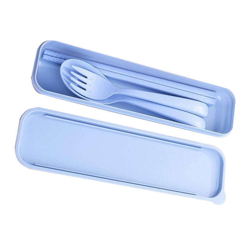 Reusable Travel Utensils: 1 Fork 1 Spoon 1 Pair Chopsticks Nordic Beige Wheat Stalk Set - Eco Friendly Lightweight Durable Portable Cutlery with 8.3x2.0 Inches Case for Camping Picnic Travel Working L - Image 5