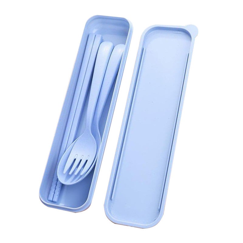 Reusable Travel Utensils: 1 Fork 1 Spoon 1 Pair Chopsticks Nordic Beige Wheat Stalk Set - Eco Friendly Lightweight Durable Portable Cutlery with 8.3x2.0 Inches Case for Camping Picnic Travel Working L - Image 4