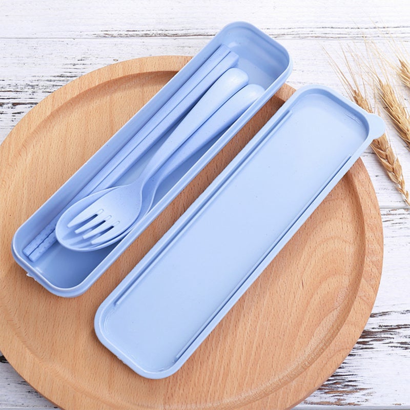 Reusable Travel Utensils: 1 Fork 1 Spoon 1 Pair Chopsticks Nordic Beige Wheat Stalk Set - Eco Friendly Lightweight Durable Portable Cutlery with 8.3x2.0 Inches Case for Camping Picnic Travel Working L - Image 2