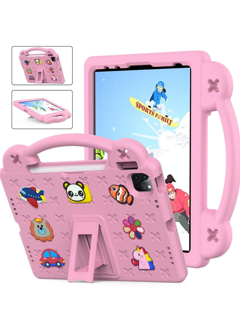 erorex Shockproof Case Compatible with iPad 10th Generation, 10.9 Inch 2022 Model, DIY Kids Cover with Pencil Holder/Handle/Stand/Shoulder Strap (Pink) - Image 1