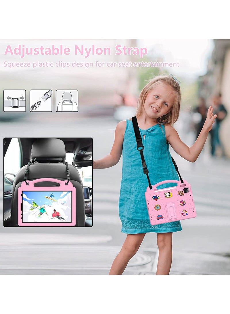 erorex Shockproof Case Compatible with iPad 10th Generation, 10.9 Inch 2022 Model, DIY Kids Cover with Pencil Holder/Handle/Stand/Shoulder Strap (Pink) - Image 2