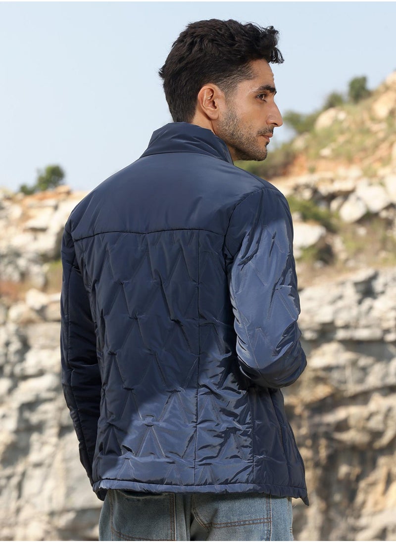 كامبوس سوترا Men's Navy Blue Parachute Puffer Jacket  - Image 5