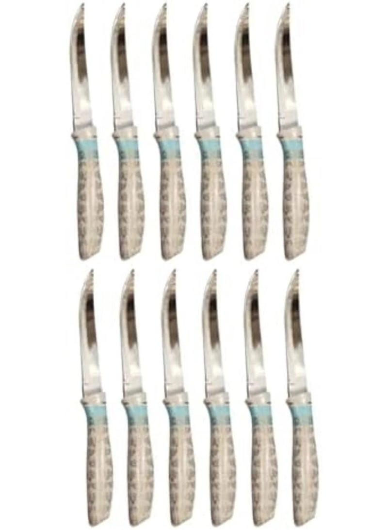 بيسبل طقم سكاكين فواكه من الستانلس ستيل مكون من 12 قطعة بتصميم مقبض مزخرف – شفرات حادة ومتينة للمطبخ وتناول الطعام، BB3771 - Image 1