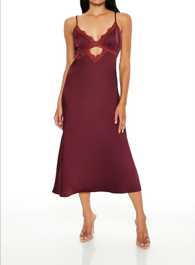 FOREVER 21 Lace-Trim Maxi Slip Dress - Image 1
