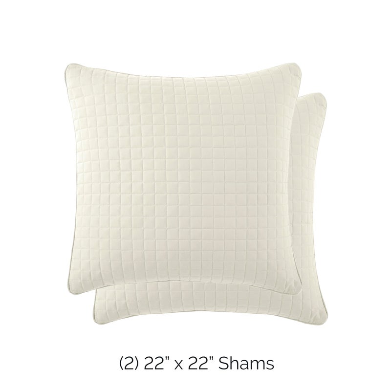 Southshore Fine Livi Southshore Fine Linens - VILANO Springs - Pair of Quilted Pillow Sham Covers (No Inserts)  22"" x 22""  Off White  - Image 2