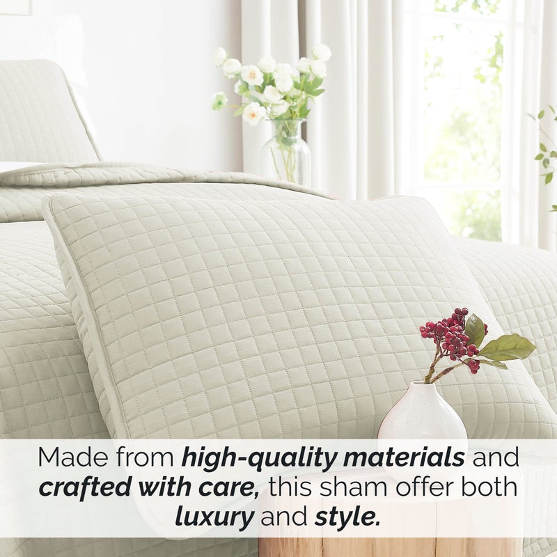 Southshore Fine Livi Southshore Fine Linens - VILANO Springs - Pair of Quilted Pillow Sham Covers (No Inserts)  22"" x 22""  Off White  - Image 3