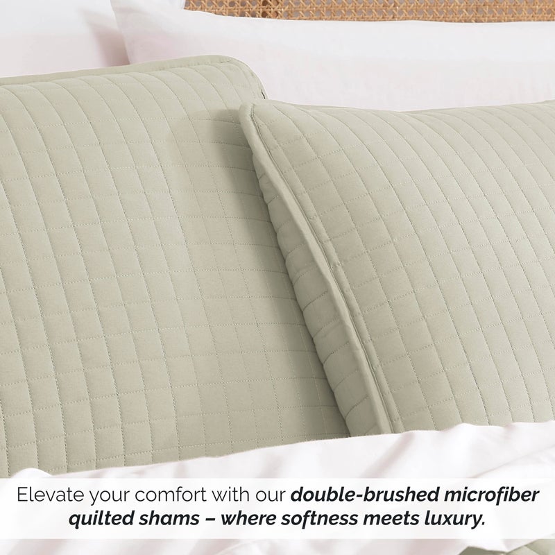 Southshore Fine Livi Southshore Fine Linens - VILANO Springs - Pair of Quilted Pillow Sham Covers (No Inserts)  22"" x 22""  Off White  - Image 4