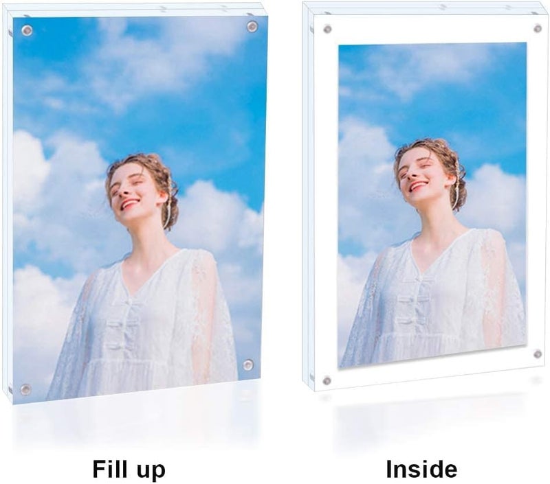 JUOIFIP إطار صور أكريليك JUOIFIP 5 عبوات 5x7 شفاف مزدوج الجوانب إطار صور بدون إطار عرض مكتبي مع حامل أفضل هدية للعائلة، الطفل، الصديق - Image 2