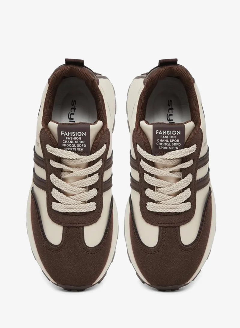 Styli  Color Block Lace Up Sneakers for Women | Best Price UAE