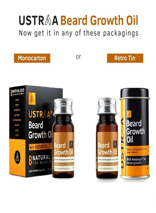 Ustraa Beard Growth Oil - 35ml - More Beard Growth, With Redensyl, 8 Natural Oils including Jojoba Oil, Vitamin E, Nourishment & Strengthening, No Sulphates, No Parabens, No Silicone, No Mineral Oil - Image 2