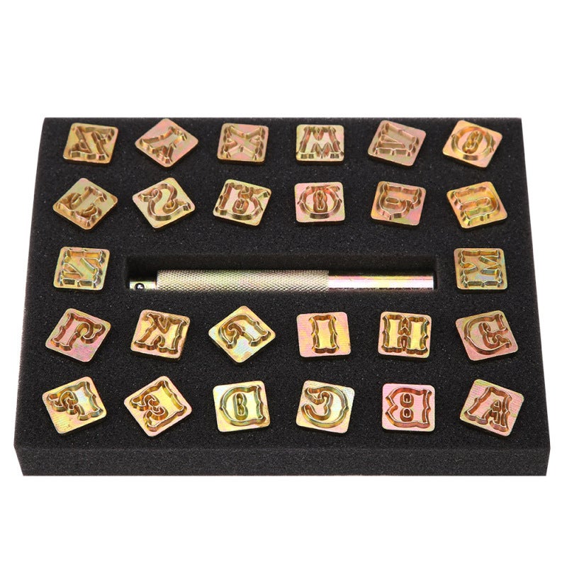 Metal Stamp Punch Set: 26 Black Metal Letters - Durable Tidy Independent Slot Letter Stamp Set for DIY Metal Leather Craft Personalization - Image 1