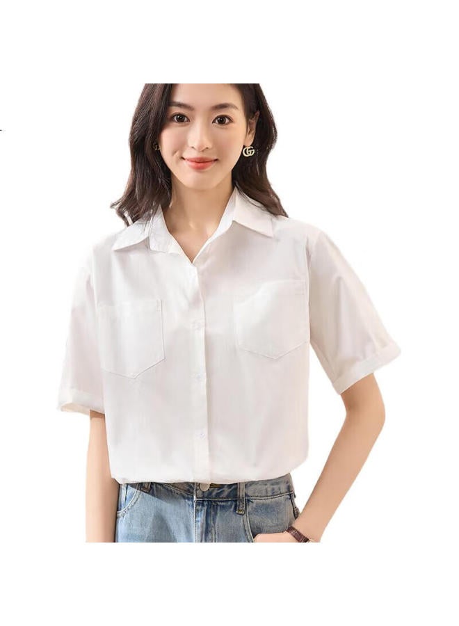 First Application Chushen Summer Short Sleeve Shirt Women'S Professional Commuter Casual Pure Cotton White Shirt Design Sense Niche Top S13Jc1796 - Image 2
