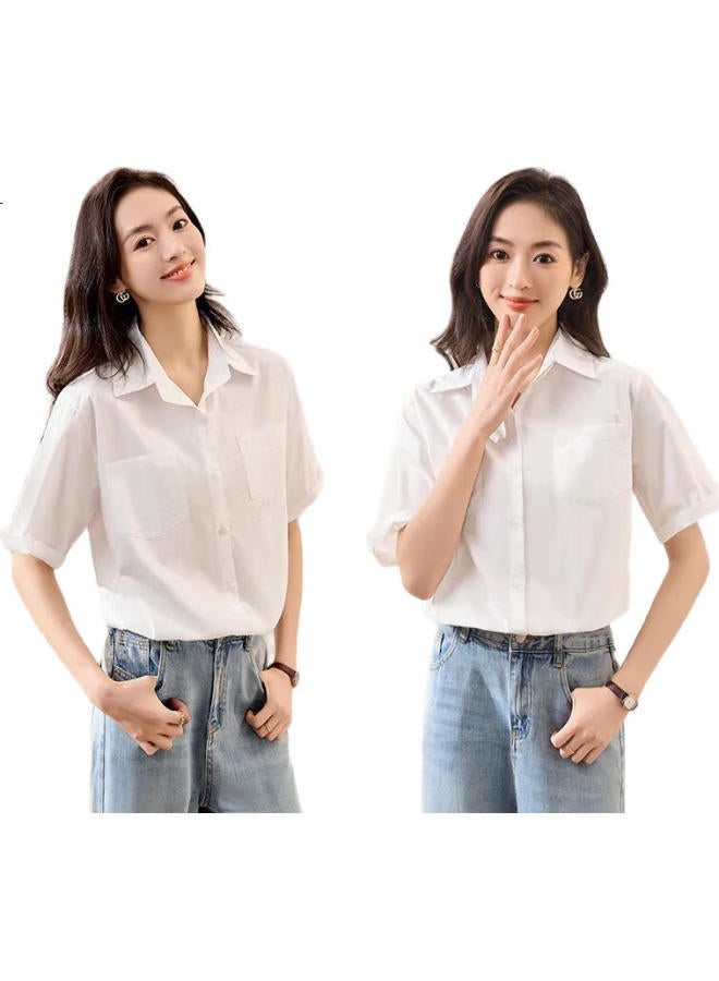 First Application Chushen Summer Short Sleeve Shirt Women'S Professional Commuter Casual Pure Cotton White Shirt Design Sense Niche Top S13Jc1796 - Image 1
