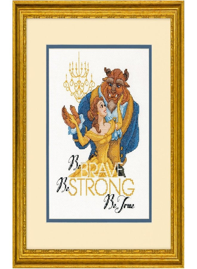 Dimensions 70-35358 Disney Be Brave Counted Cross Stitch Kit, Beauty and the Beast Cross Stitch, 8" x 10",Ivory - Image 1