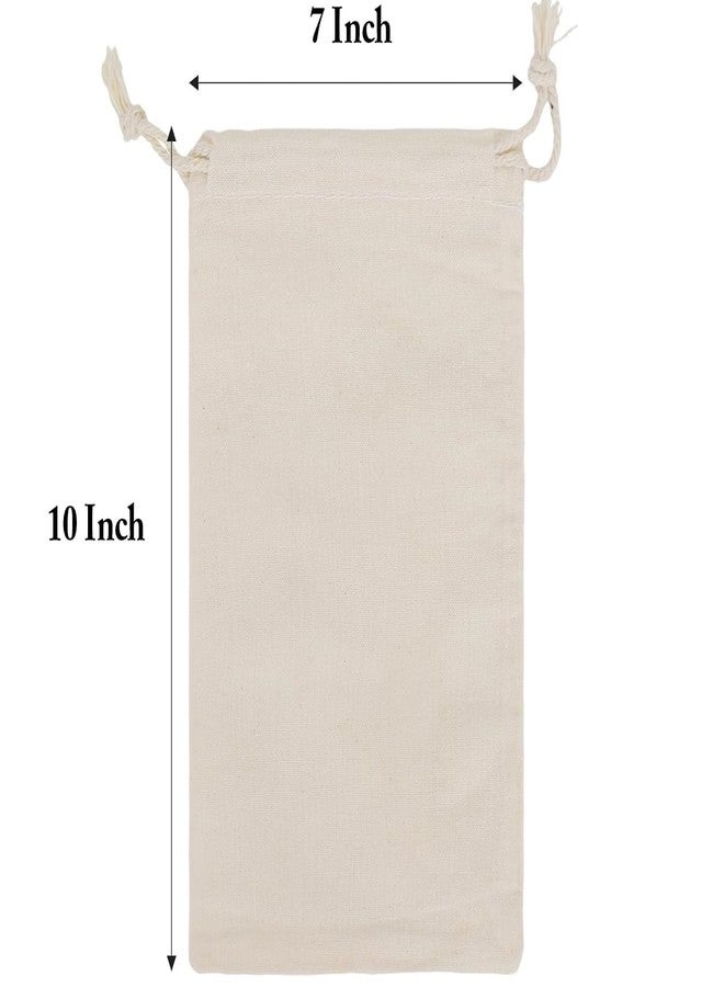 Breezy Blends 10 PCS 7x10 Inches Cotton Drawstring Bags Small Reusable Muslin Bag Sachet Bag for Party Wedding Storage Home Supplies, Off White - Image 2