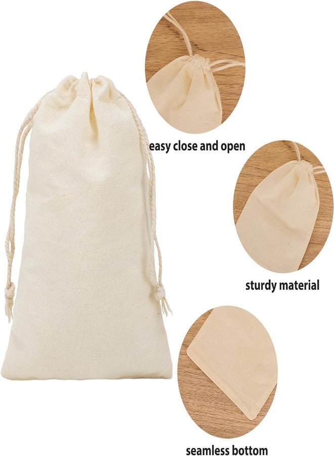 Breezy Blends 10 PCS 7x10 Inches Cotton Drawstring Bags Small Reusable Muslin Bag Sachet Bag for Party Wedding Storage Home Supplies, Off White - Image 3