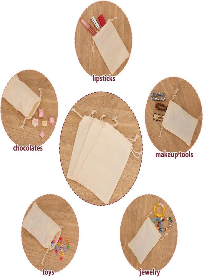 Breezy Blends 10 PCS 7x10 Inches Cotton Drawstring Bags Small Reusable Muslin Bag Sachet Bag for Party Wedding Storage Home Supplies, Off White - Image 4