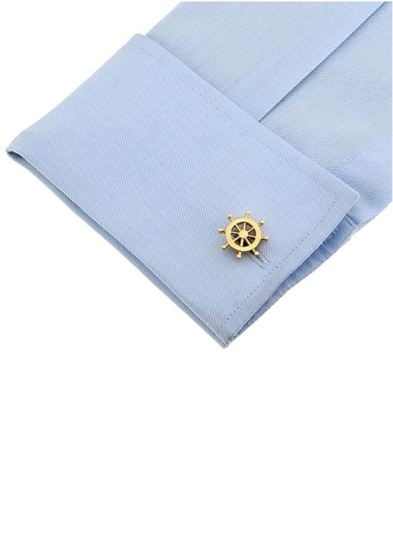 Arabest - Gold Ship Rudder Cufflinks for Men - Image 1