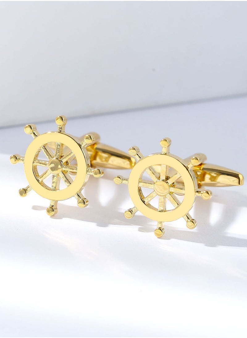 Arabest - Gold Ship Rudder Cufflinks for Men - Image 1