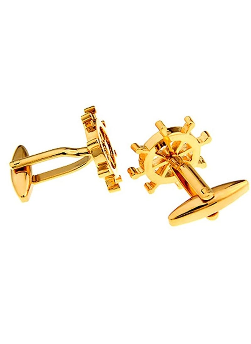 Arabest - Gold Ship Rudder Cufflinks for Men - Image 1