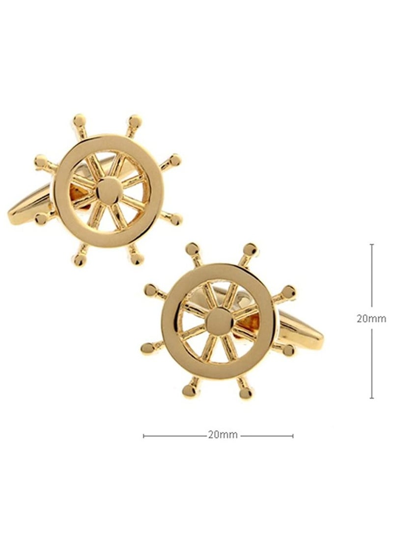 Arabest - Gold Ship Rudder Cufflinks for Men - Image 1