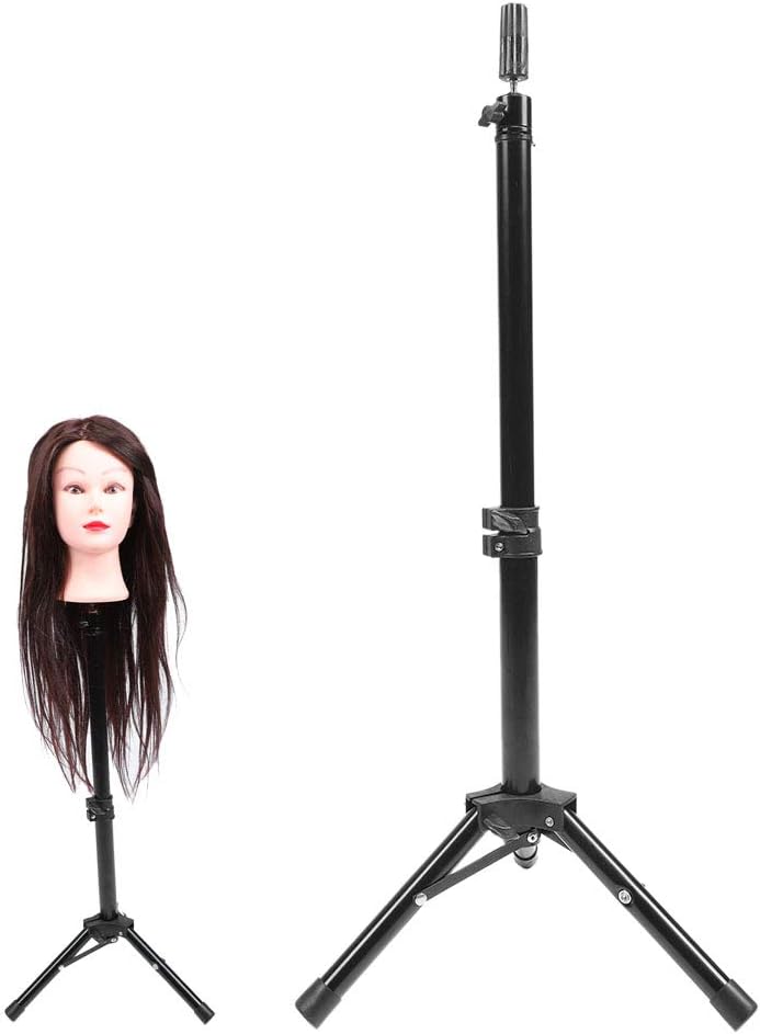 Stainless Steel Wig Head Holder, Hairdressing Training Tool, Tripod Reinforcement for Stable Support, Height from 44cm to 68cm, Storage and Space Saving - Image 3