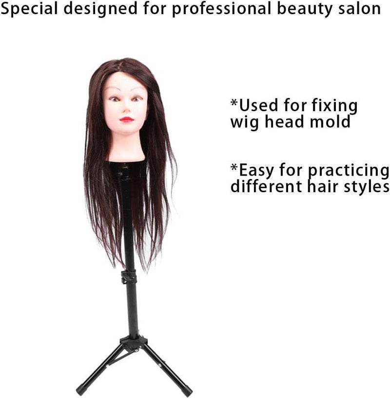 Stainless Steel Wig Head Holder, Hairdressing Training Tool, Tripod Reinforcement for Stable Support, Height from 44cm to 68cm, Storage and Space Saving - Image 5