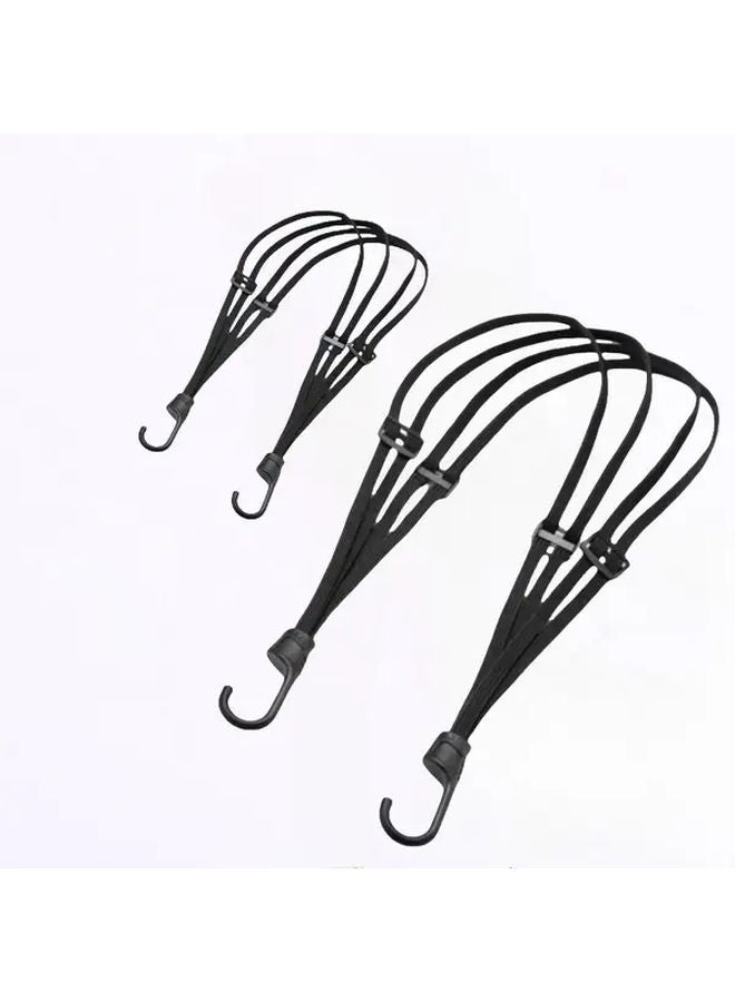 قطعتان من أربطة الدراجات النارية المرنة 4 في 1 متعددة الوظائف مع خطاطيف أسود 23-35 بوصة - Image 1