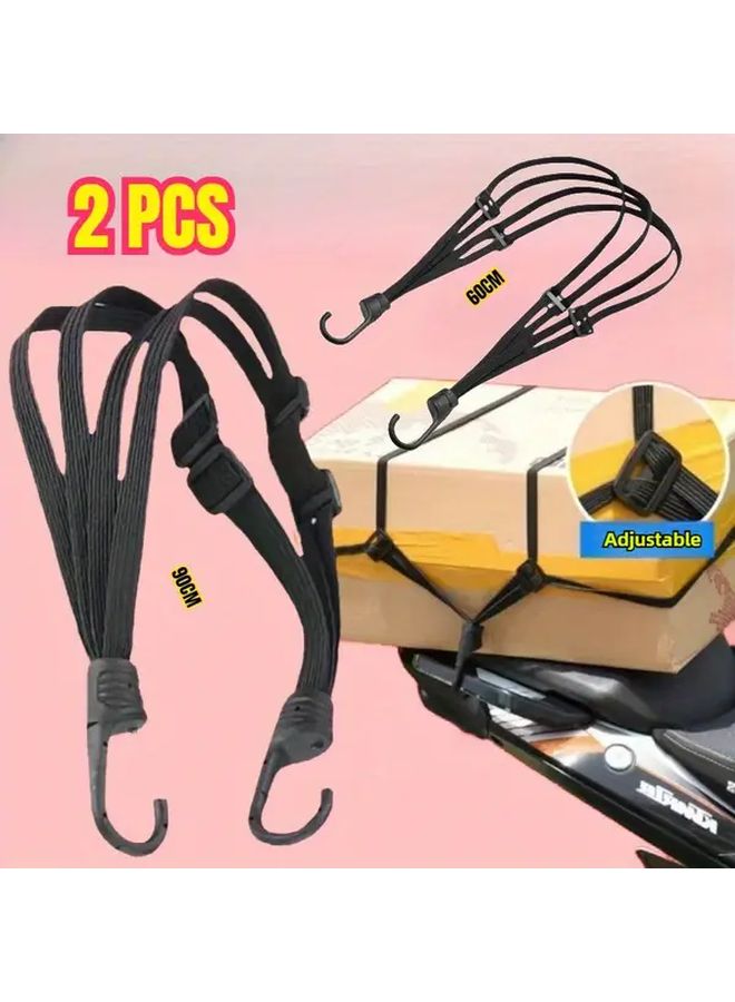 قطعتان من أربطة الدراجات النارية المرنة 4 في 1 متعددة الوظائف مع خطاطيف أسود 23-35 بوصة - Image 2