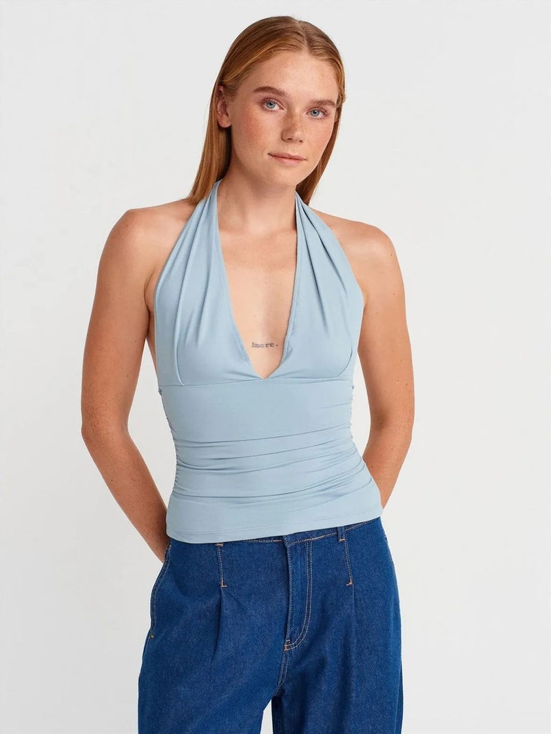 DILVIN Slim-fit Halterneck Blouse - Image 1