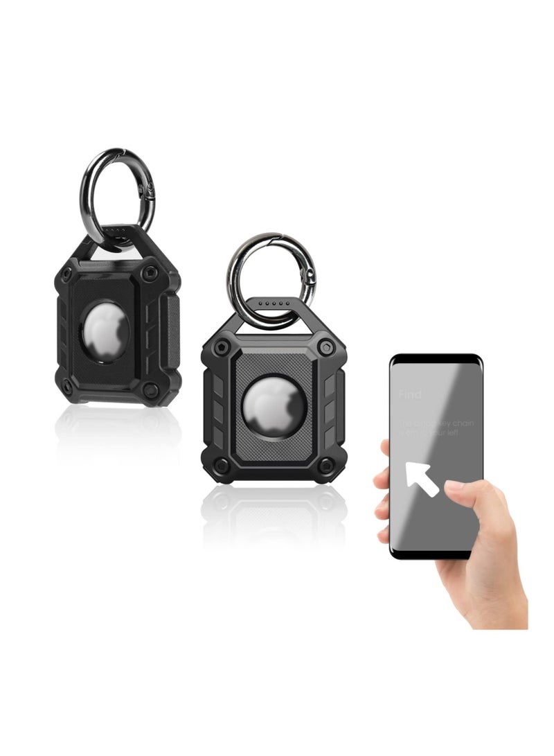 Captaintech 2 Pack AirTag Holder for Apple Airtags, Smart AirTag Case Cover Protective Keyring Pendants TPU Fall Scratch-Resistant Airtags Tracker Cover for keys Luggage Bags Dog Cat Collar - Image 1