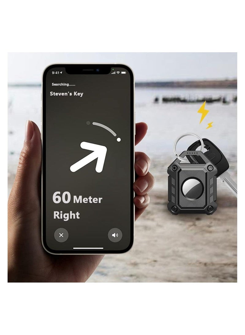 Captaintech 2 Pack AirTag Holder for Apple Airtags, Smart AirTag Case Cover Protective Keyring Pendants TPU Fall Scratch-Resistant Airtags Tracker Cover for keys Luggage Bags Dog Cat Collar - Image 4