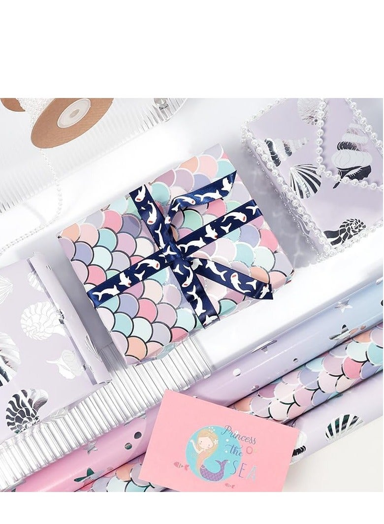 لفات ورق تغليف عيد الميلاد، 3 لفات متعددة الألوان تصاميم مطبوعة مختلفة لفات ورق تغليف الهدايا لفات صغيرة لمناسبات متعددة (3 لفات) - Image 4